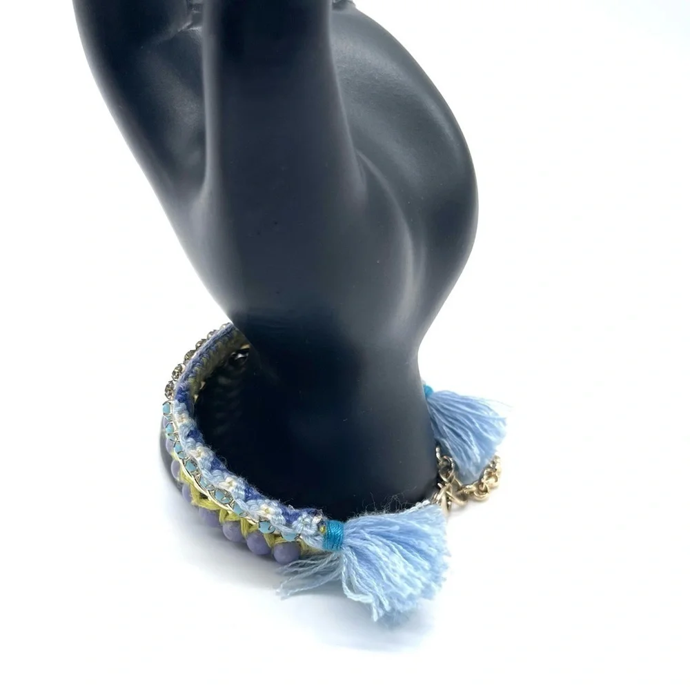 Loft Braided Tassel Bracelet with Rhinestones Accent